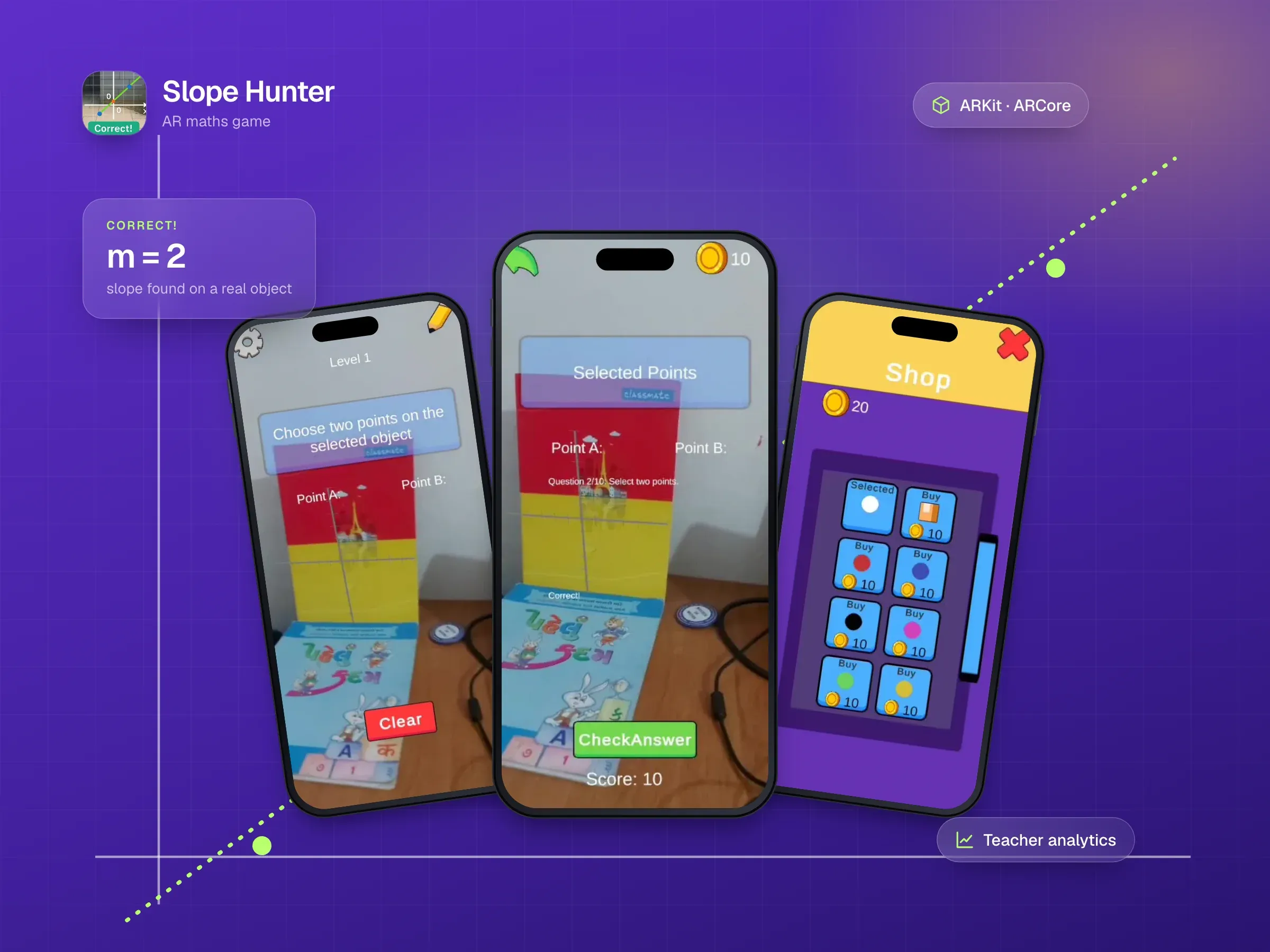 Slope Hunter – Math Education: device mockup