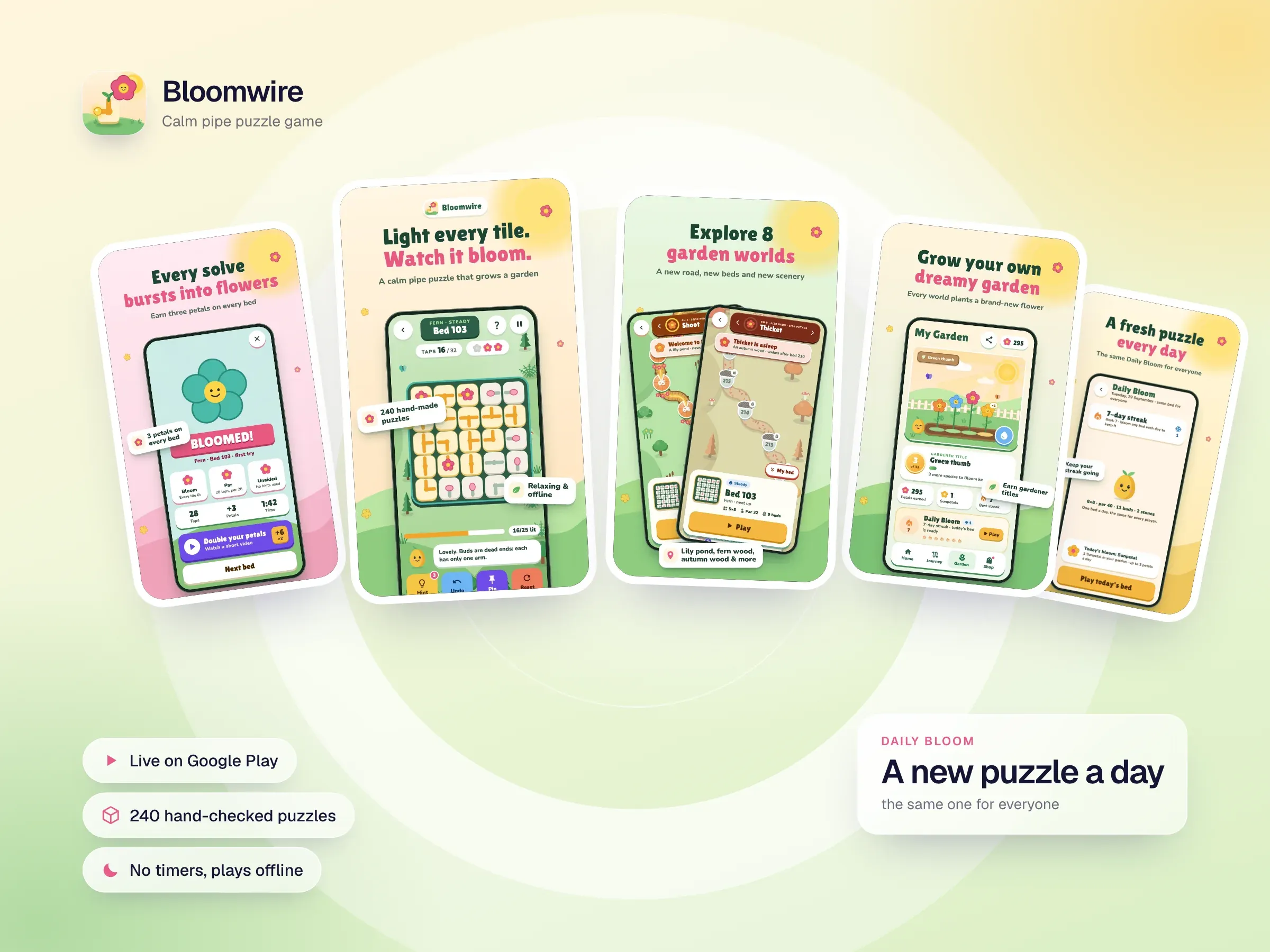 Bloomwire - Calm Pipe Puzzle Game: device mockup