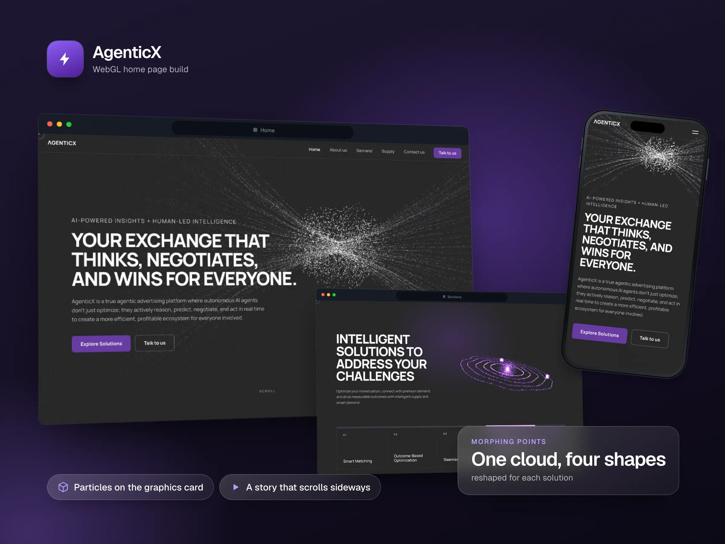 AgenticX - WebGL Home Page Build: device mockup