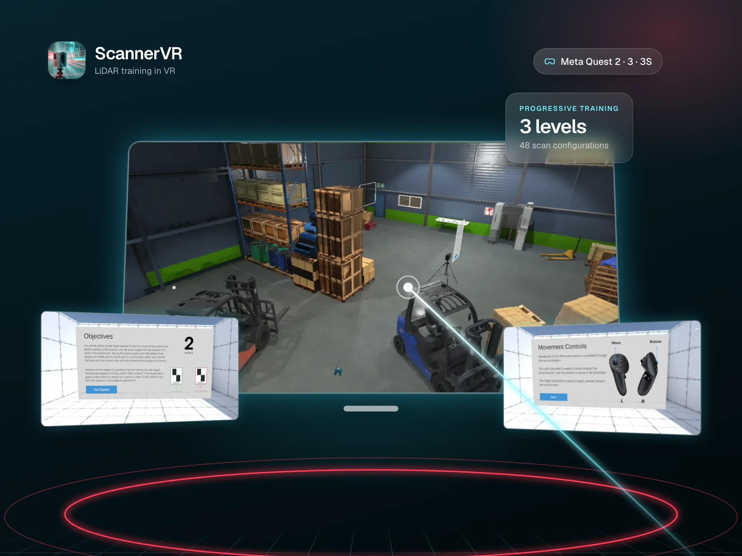 ScannerVR — LiDAR Training Simulator: device mockup