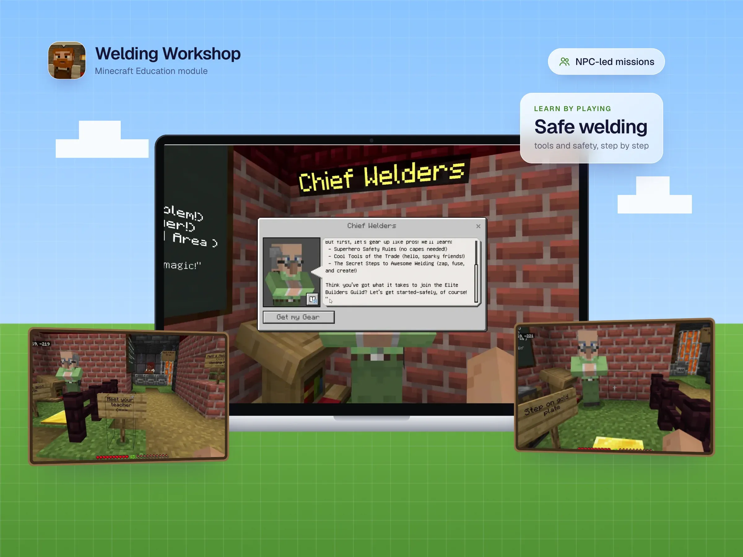 Minecraft Mode – Welding Workshop Education: device mockup