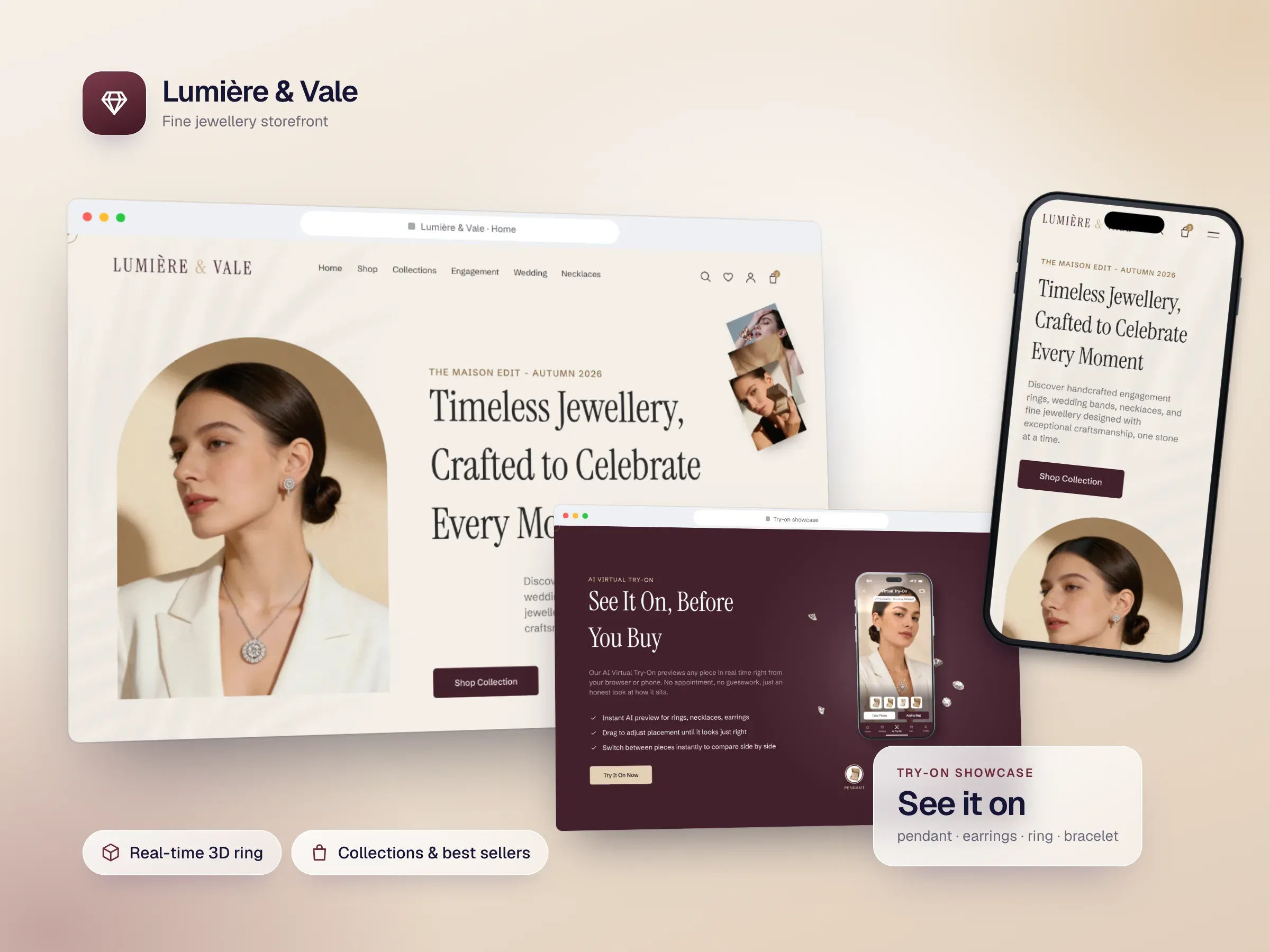 Lumière & Vale - Fine Jewellery Storefront: device mockup